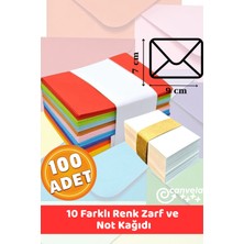 İstisna 100 Adet Not Kağıdı ve 100 Adet 7x9 cm Renkli Zarf Sevgiliye Not Için Mini Zarf Kartvizit Zarfları