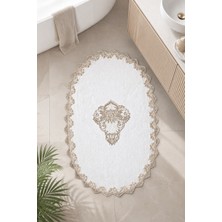Bonny Home Gold Dantelli Kaymaz Taban Banyo Paspası Güpürlü Yıkanabilir Banyo Takımı Venecca