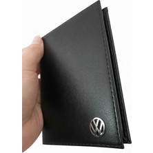 Gardenauto Metal Volkswagen Logolu Deri Ruhsat Kabı Cüzdanı Kılıfı Ruhsatlık Metal Logo