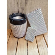 Gardenauto Janjanlı (Neon) Slim (Ince) Uzun Metal Sigara Kutusu-Alüminyum Küllük ve Zippo Çakmak