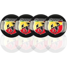 Gardenauto Fiat Abarth Logolu Punto 500 Jant Göbek Damla Stıcker (Siyah-Sarı-Kırmızı)