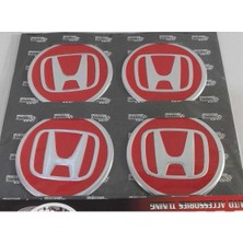 Gardenauto Honda Kırmızı Alüminyum Yapıştırma Jant Göbeği 4 Lü 60MM