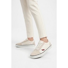Walkway Beyaz Dar Kalıp Nefes Alan Bağcıklı Keten Erkek Spor Ayakkabı Sneaker 1002 G