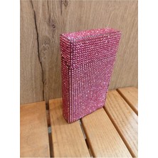 Gardenauto Pembe Taşlı Slim (Ince) Uzun Metal Sigara Kutusu