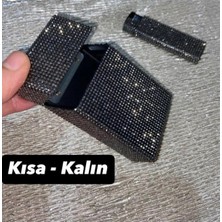 Gardenauto Taşlı Sigara Kutusu ve Çakmak (Kısa Siyah) ( Taşlı Anahtarlık Hediye )