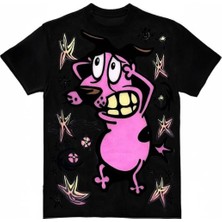 Moonstyle Collection Siyah Courage The Cowardly Dog Y2K Unisex T-Shirt