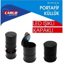 Gardenauto Universal Kül Tablası Kapaklı LED Işıklı Kokusuz Küllük Siyah