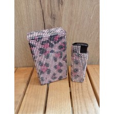 Gardenauto Pembe Leopar Taşlı Touch Metal Sigara Kutusu ve Çakmak (Dolabilen)