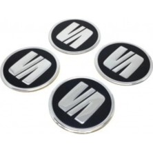 Gardenauto Seat Alüminyum Yapıştırma Jant Göbeği Siyah 4 Lü 60MM Seatyn