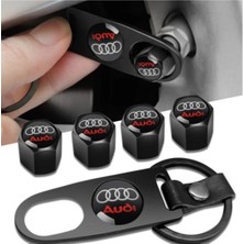 Gardenauto Audi Logolu A5 Uyumlu Paslanmaz Sibop Kapağı Anahtarlık Set
