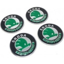 Gardenauto Jant Göbeği Arma Skoda Alüminyum 60MM, 4'lü Set Yeşil
