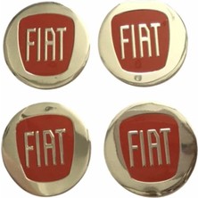 Gardenauto Fiat Kırmızı Logolu Alüminyum Jant Göbeği Logo 4'lü Yapıştırma 5,5 cm