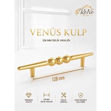 Rene Home Lüks Venüs Mobilya Kulpu 128 mm Delik Aralığı Altın Dolap Çekmece Kulpu Modern Mutfak Banyo Gardırop Şifonyer Kulpu