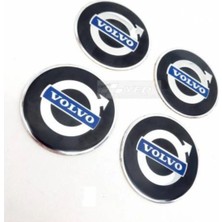 Gardenauto Volvo Jant Göbeği Arması 60MM Mavi Siyah Alüminyum 4 Lü Set