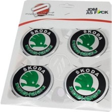 Gardenauto Skoda Alüminyum Yapıştırma Jant Göbeği Yeşil 4'lü 60MM 4lü