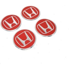 Gardenauto Honda Jant Göbeği Göbek Arması Sticker 4'lü Set Kırmızı