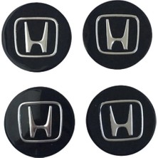 Gardenauto Honda Jant Göbeği Göbek Arması Sticker 4'lü Set Siyah