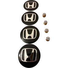 Gardenauto Honda Logo Alüminyum Malzeme 4 Adet Jant Göbek ve 4 Adet Metal Sibop Kapak Takımı