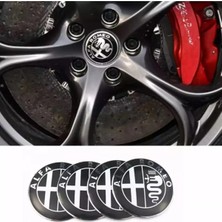 Gardenauto Alfa Romeo Logolu 4 Adet 56MM Jant Göbek Stıcker (Siyah-Gümüş)