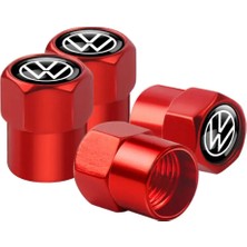 Gardenauto Volkswagen Logolu Alüminyum Kaplama 4 Adet Sibop Kapak (Kırmızı)