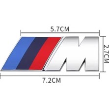 Gardenauto Bmw Yan Çamurluk ve Bagaj Abs Malzeme M Logo Rozet Amblem (7,2 cm - 2,7 cm  Gümüş)