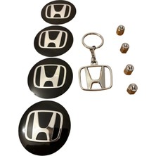 Gardenauto Honda Logolu 4 Adet Jant Göbek 4 Adet Metal Sibop Kapak 1 Adet Metal Anahtarlık