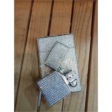 Gardenauto Janjanlı (Neon) Taşlı Slim (Ince) Kısa Metal Sigara Kutusu ve Zippo Çakmak