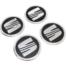 Gardenauto Seat Jant Göbeği Etiket Yapıştırma Siyah Dörtlü Takım 58 mm