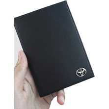 Gardenauto Metal Toyota Logolu Deri Ruhsat Kabı Cüzdanı Kılıfı Ruhsatlık Metal Logo