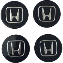 Gardenauto Honda Siyah Logolu Alüminyum Jant Göbeği Logo 4'lü Yapıştırma 5,5 cm