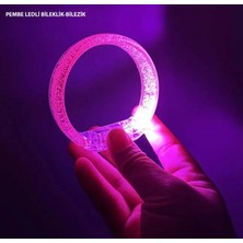 Hace Bazaar Pembe LED Işıklı Baskı Yapılabilen Pilli Bileklik Bilezik 1,5 cm Genişlik (4887)