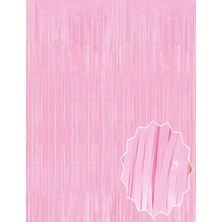 Hace Bazaar Soft Pembe Püsküllü Kapı Perdesi - Parti, Baby Shower, Cinsiyet Partisi 1x2 M (4887)