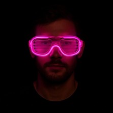 Hace Bazaar Pembe LED Işıklı Parti Gözlüğü - Neon Glow Şerit Gözlük 3 Modlu