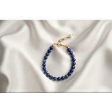 Taşmir Doğal Lapis Lazuli Taşı Bileklik Altın Kaplama Aparatlı