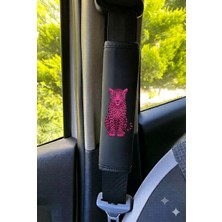 **pembe Leopar Baskılı Oto Emniyet Kemeri Pedi 2'li Set – Kadınlara Özel Şık Tasarımlı Araç Aksesuarı**