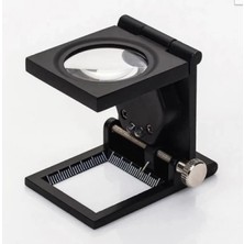 Hace Bazaar -28X28 mm Katlanır Sayaçlı Metal Lüp, 2 LED Işıklı Büyüteç Tekstil TH9005A