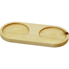 Hace Bazaar 2 Bölmeli - Oval   Açık Renk=sade  Ahşap Yağdanlık Altlık  27X12.5CM (4887)