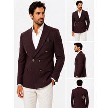 Sabri Zengin Erkek Slim Fit Kruvaze Blazer Ceket