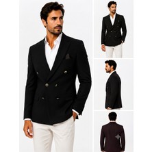 Sabri Zengin Erkek Slim Fit Kruvaze Blazer Ceket