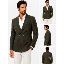 Sabri Zengin Erkek Slim Fit Kruvaze Blazer Ceket