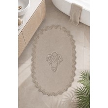 Teksev Vizon Işlemeli Kaymaz Taban Banyo Paspası Güpürlü Yıkanabilir Banyo Takımı Venecca
