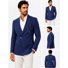 Sabri Zengin Erkek Slim Fit Kruvaze Blazer Ceket
