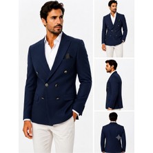 Sabri Zengin Erkek Slim Fit Kruvaze Blazer Ceket