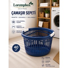 Lorempbox 40 Lt Yuvarlak Çamaşır Sepeti | Havalandırmalı Plastik Kirli Çamaşır Sepeti | Ergonomik Taşıma Kulplu | Dayanıklı Çamaşır Sepeti