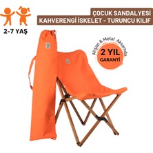 Bag The Joy Kids Ahşap Katlanır Kamp Sandalyesi | Bahçe, Piknik, Balkon | Çantalı - Turuncu