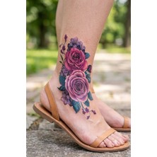 BP Tattoo Renkli Peony Geçici Dövme Çiçek Dövmesi