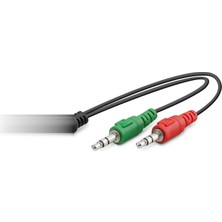 Hace Bazaar 2 x 3.5 mm To 3.5 mm F Kablo 2lıne Mikrofon + Kulaklık 20CM Siyah HDX1053