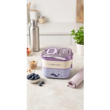Alpa Store Fixpoint 1300 ml Double Lunch Box Paslanmaz Çelik 2 Katlı Beslenme Yemek Kabı Çatal Kaşık Yemek Kutusu Sefer Tası
