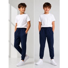 ERDEM KIDS Unisex Kız Erkek Çocuk Beli Paçası Lastikli Fermuar Cepli Okul Iki Iplik Eşofman Altı Pantolon
