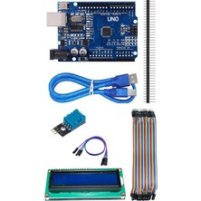 Atölye Elektronik Sıcaklık-Nem Izleme Ekran Kiti (DHT11 + LCD + Arduino) - Jumper Kablo Hediyeli